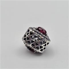 Pandora S925 ALE Sterling Silver Red Sparkling Levelled Heart Charm 799218C02